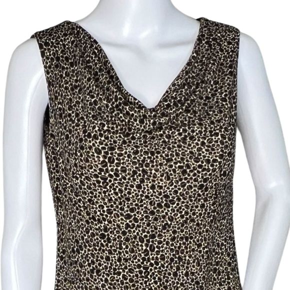 Talbots Dress Womens Small Petite Brown Cowl Neck Sheath Midi‎ Lined Vintage - Picture 5 of 9